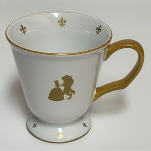 Disney Parks Beauty and the Beast Gold Silhouette Mug White Gold Accents
